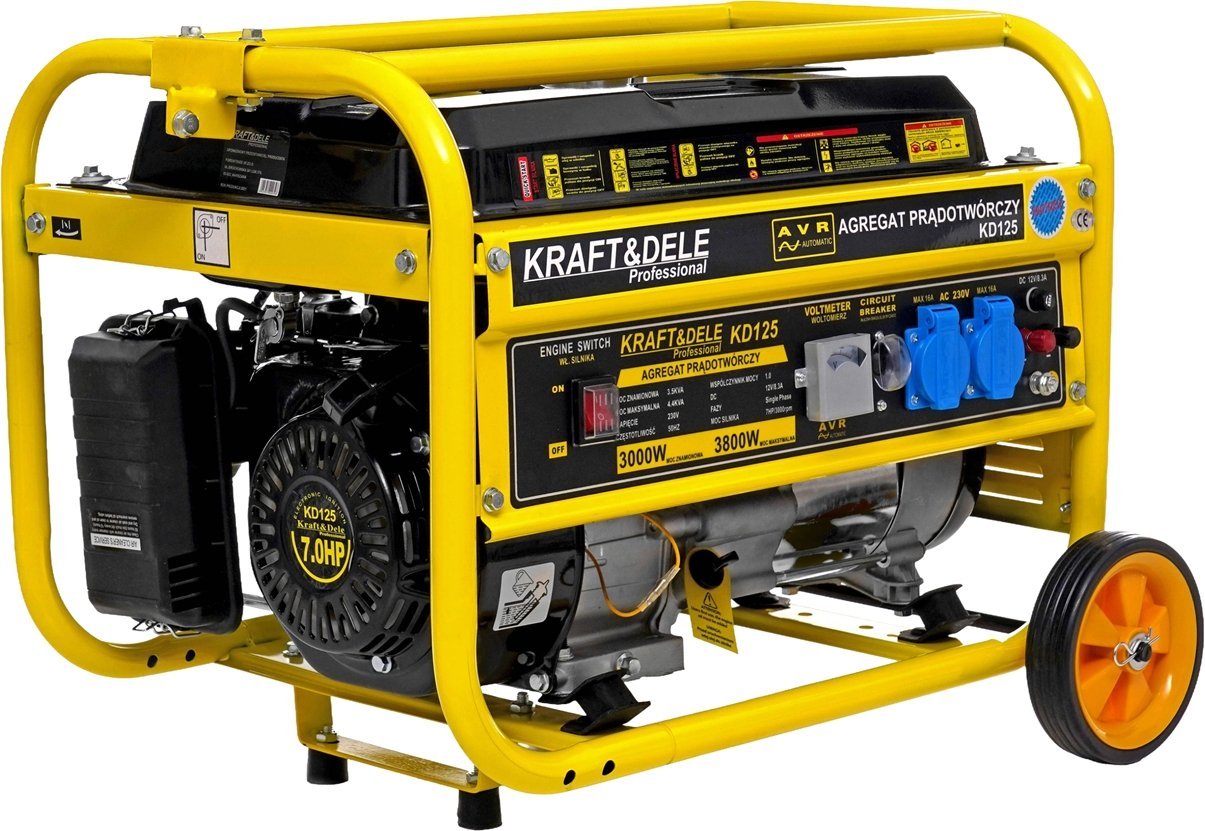 Benzininis vienfazis elektros generatorius KRAFT&DELE KD125 3.8 kW