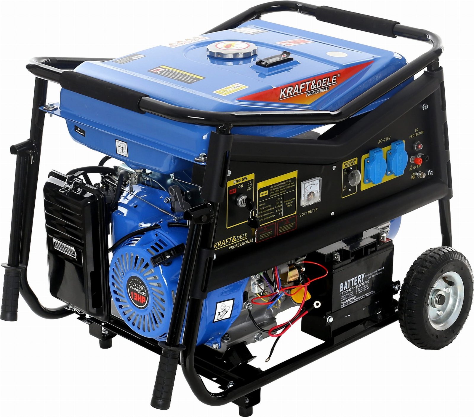 Benzininis vienfazis elektros generatorius 5000W 230V/12V KD145
