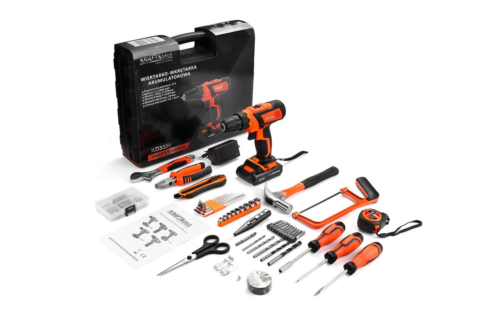 AKUMULIATORINIS SUKTUVAS komplektas 21V 2Ah + priedai KD3356 - Image 2