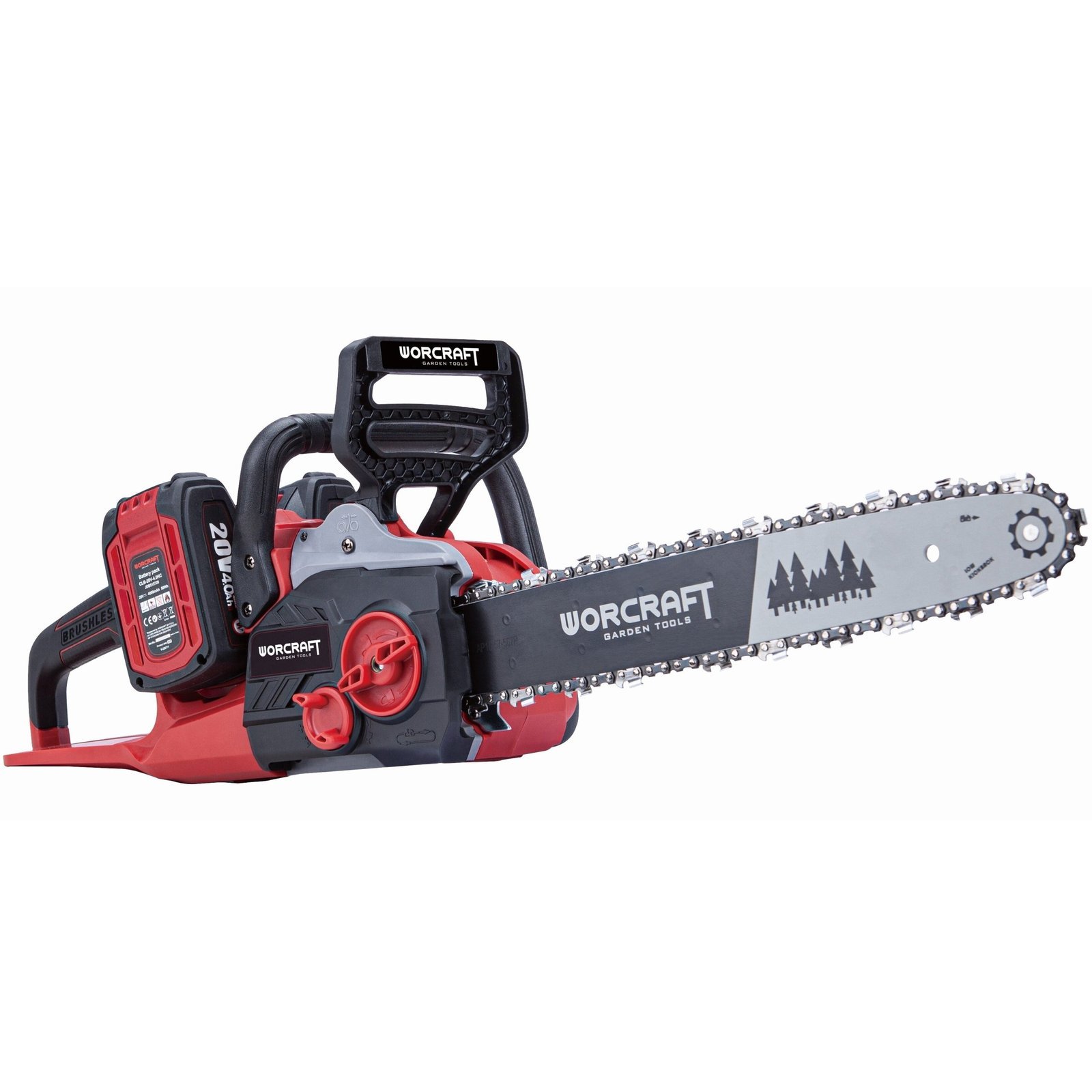 Akumuliatorinis grandininis pjūklas WORCRAFT 40V (20V+20V) LI-ION