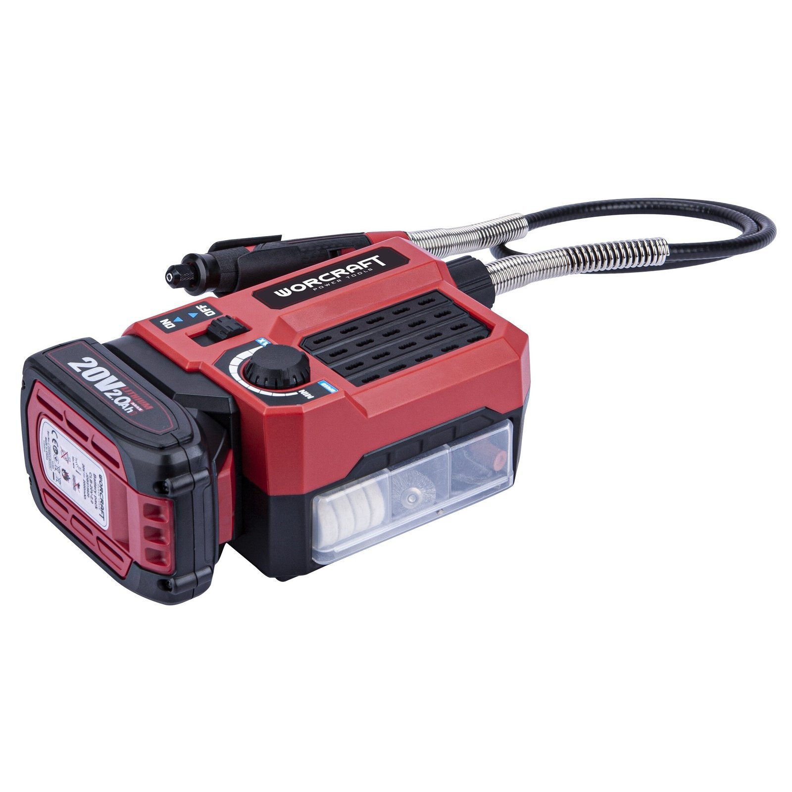 Akumuliatorinis mini tiesinis šlifuoklis su priedais WORCRAFT 20V LI-ION - Image 3