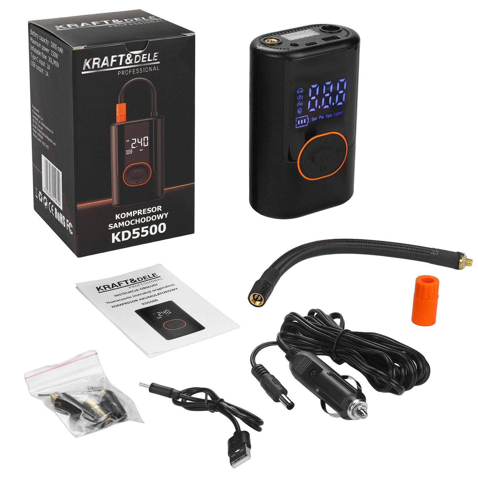 Akumuliatorinis kompresorius 5000 mAh KD5500 - Image 4