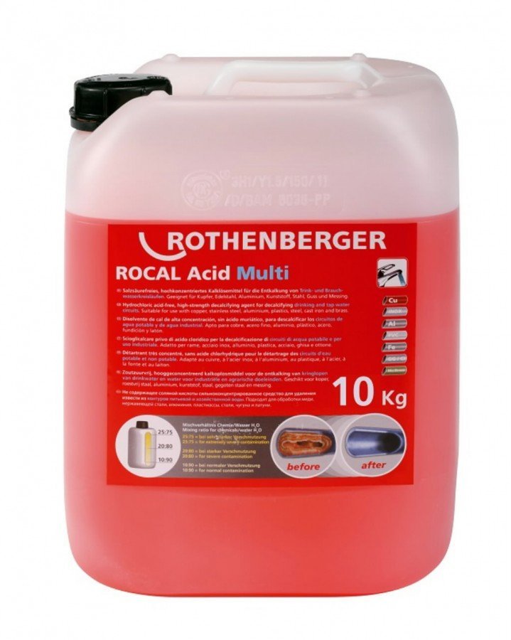 Vamzdžių nukalkinimo koncentratas ROCAL Acid Multi 10 kg, Rothenberger