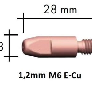 Kontaktinis antgalis E-Cu M6x28x8 1,2mm, Binzel